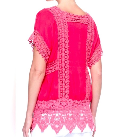 NEW | Johnny Was | Pink Crochet Georgette Blouse - Size M - Picture 3 of 7